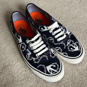 Size 10.5 dark blue Vans style 44 shoes. Anchor print